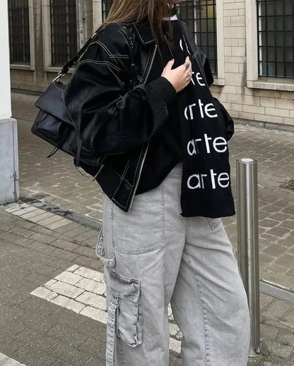 Oversized Lederjacke