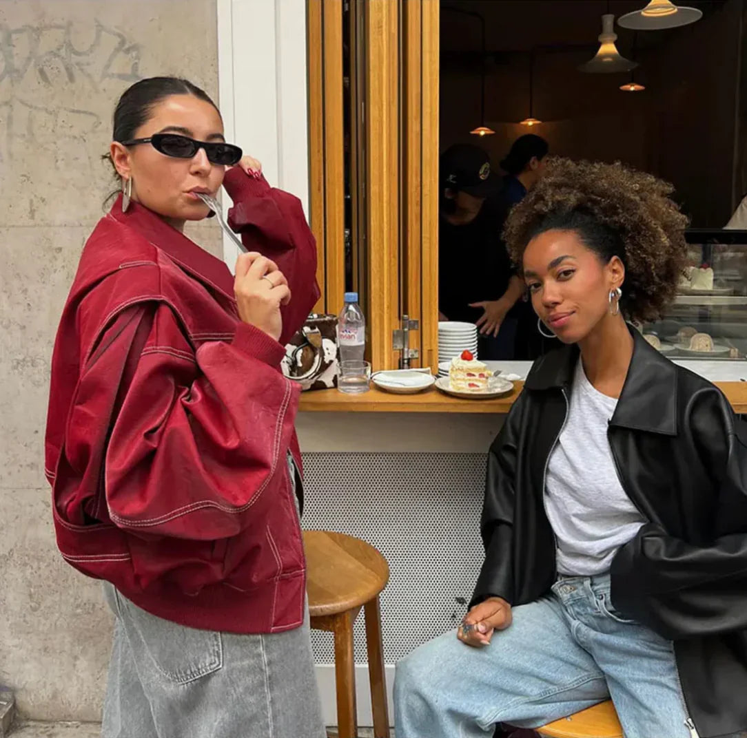 Oversized Lederjacke